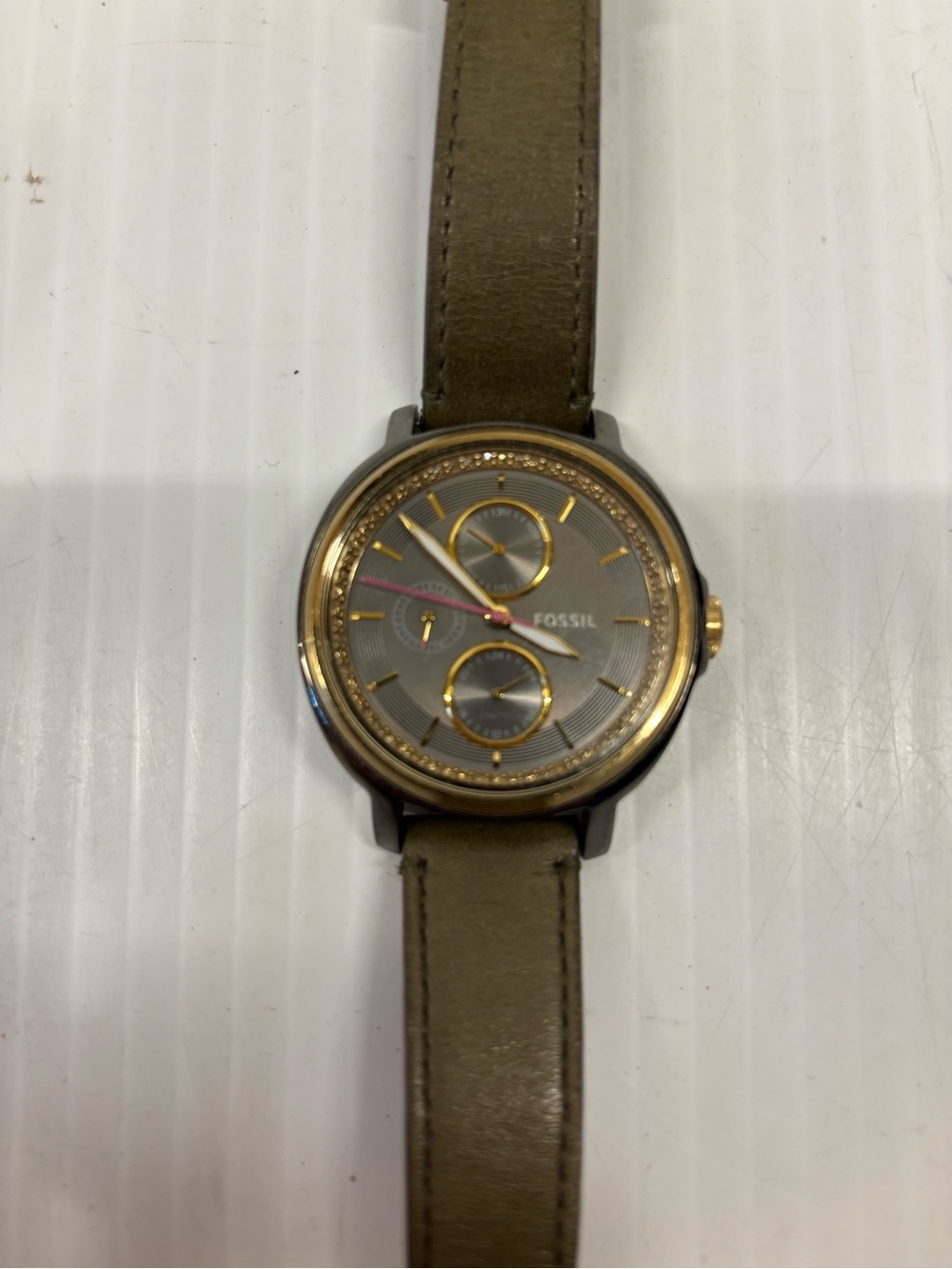 Fossil Olive Green Strap Gold-Tone Dial Women's Watch